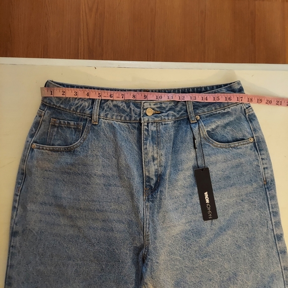 Fashion Nova Bend The Rules Slouch Fit Jeans Light Blue Wash NEW Sz 15 - Picture 7 of 10